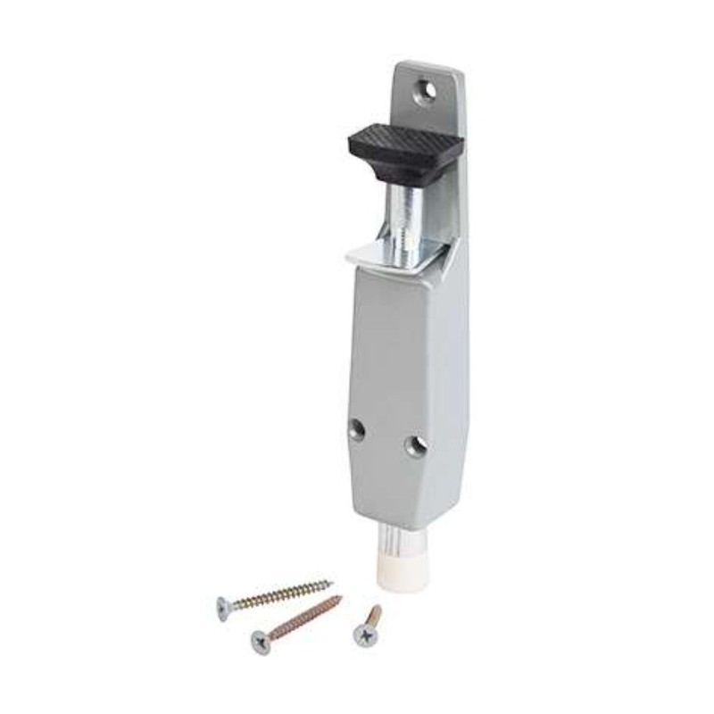 Butée de porte acier 200mm - Levée 30mm - Gris ou argent