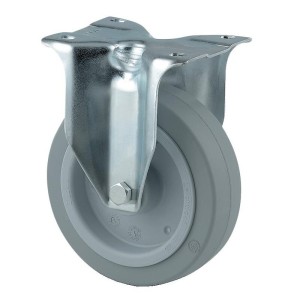 Roulette fixe 3478UFR, chape acier zingué embouti, roue polyamide à bandage caoutchouc élastique non tachant Ø 100 mm - Tente