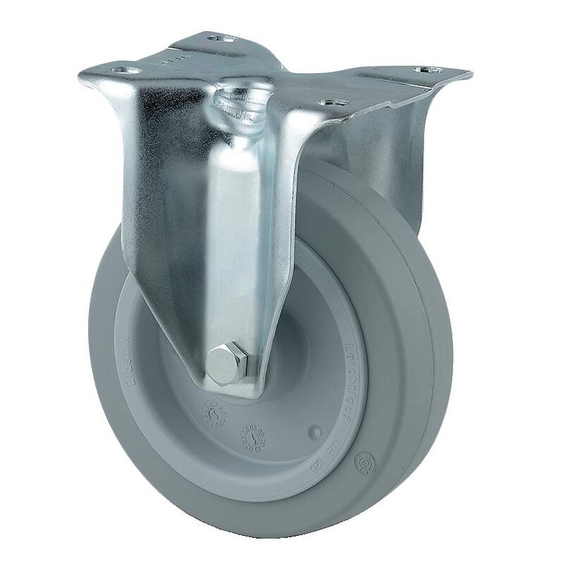 Roulette fixe 3478UFR, chape acier zingué embouti, roue polyamide à bandage caoutchouc élastique non tachant Ø 100 mm - Tente Roulette fixe 3478UFR, chape acier zingué embouti, roue polyamide à bandage caoutchouc élastique non tachant Ø 100 mm - Tente