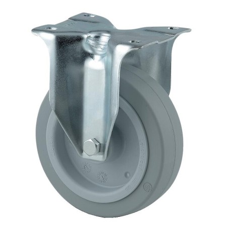 Roulette fixe 3478UFR, chape acier zingué embouti, roue polyamide à bandage caoutchouc élastique non tachant Ø 100 mm - Tente