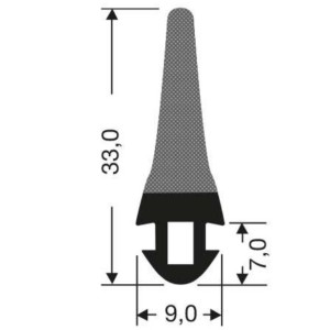 Joint en caoutchouc à clipser 3x34mm - Pour portes battantes