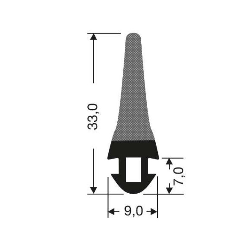 Joint en caoutchouc à clipser 3x34mm - Pour portes battantes