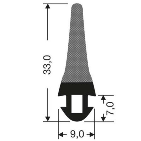 Joint en caoutchouc à clipser 3x34mm - Pour portes battantes