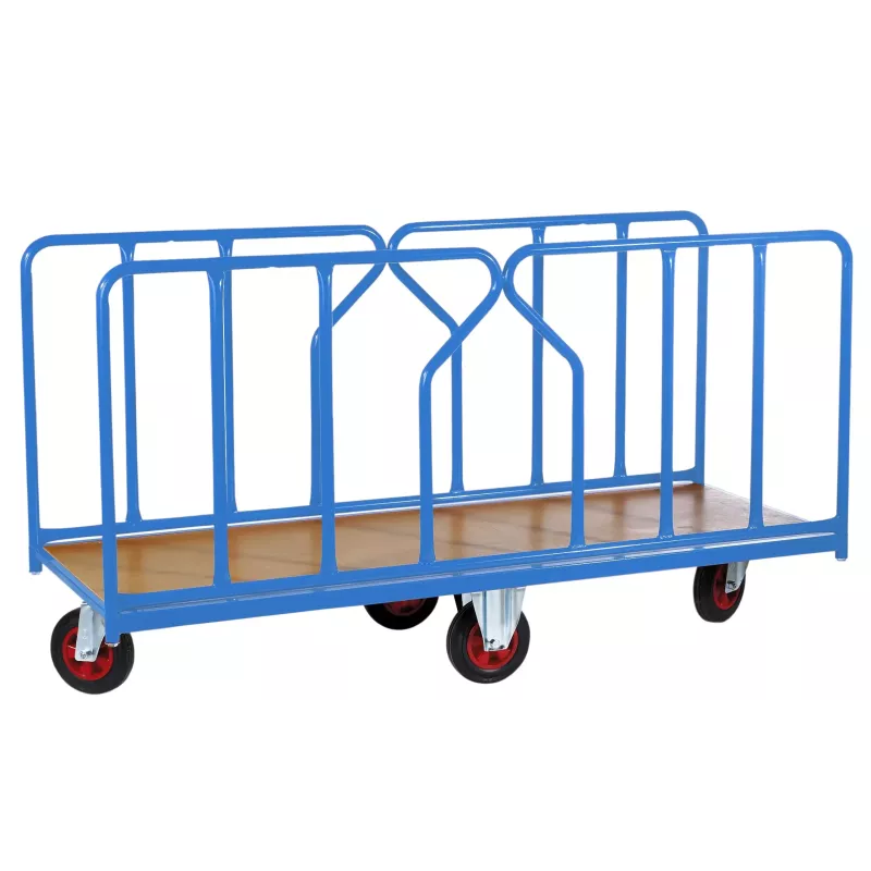 Chariot modulaire charges longues 2 ridelles tube 1800 x 800 mm avec roues losange 500 kg