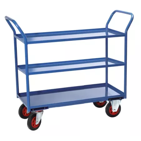 Servante 3 plateaux tôle avec rebord 935 x 435 mm capacité 400 kg