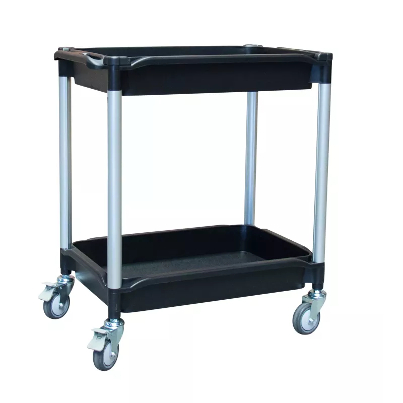 Desserte 2 plateaux plastique bacs 645 x 410 mm capacité 180 kg