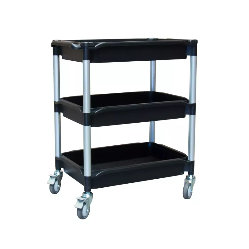 Desserte 3 plateaux plastique bacs 645 x 410 mm capacité 180 kg