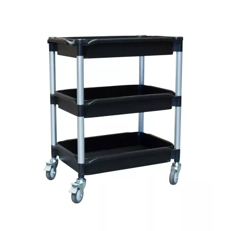 Desserte 3 plateaux plastique bacs 645 x 410 mm capacité 180 kg