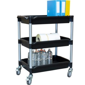 Desserte 3 plateaux plastique bacs 645 x 410 mm capacité 180 kg