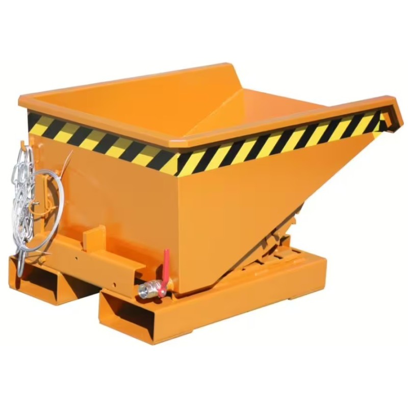 Benne basculante à copeaux avec vanne de vidange et tamis - 150L - orange