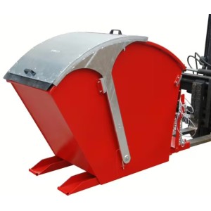 Conteneur basculant avec couvercle rond pour chariot élévateur rouge