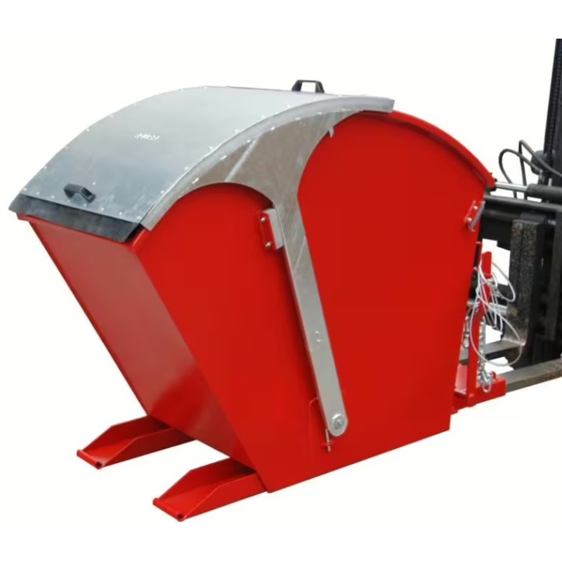 Conteneur basculant avec couvercle rond pour chariot élévateur rouge
