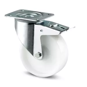 Roulette pivotante à frein 200mm en acier et polyamide