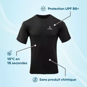 T-shirt rafraîchissant Anti UV Homme noir