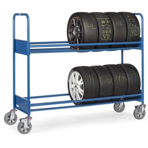 Chariot pour pneumatiques renforcé avec 2 étages