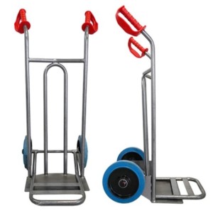 Diable acier avec tablier incurvé, poignées de garde, pelle fixe et bavette rabattable 250 kg Diable acier avec tablier incurvé, poignées de garde, pelle fixe et bavette rabattable 250 kg