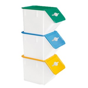 Lot de 3 Bacs tri sélectif 40 L + couvercles