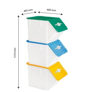 Lot de 3 Bacs tri sélectif 40 L + couvercles