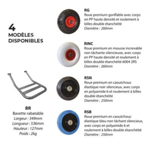 Diable acier avec tablier incurvé, poignées de garde, pelle fixe et bavette rabattable 250 kg Diable acier avec tablier incurvé, poignées de garde, pelle fixe et bavette rabattable 250 kg