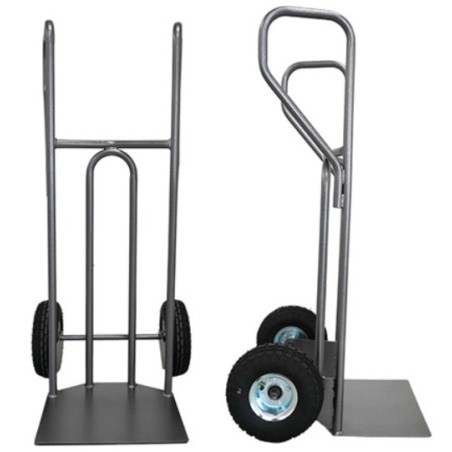 Diable acier avec tablier incurvé, poignées fermées et grande pelle fixe 250 kg