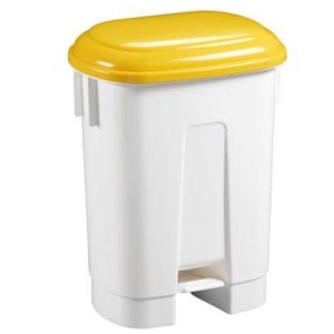 Poubelle à pédale avec couvercle couleur jaune - 60 L