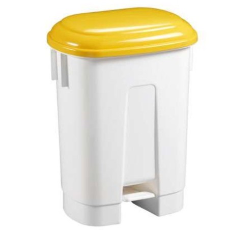 Poubelle à pédale avec couvercle couleur jaune - 60 L