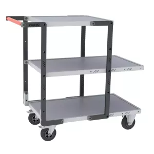 Servantes Flatpack 3 plateaux tôle galva double poignées 400 kg