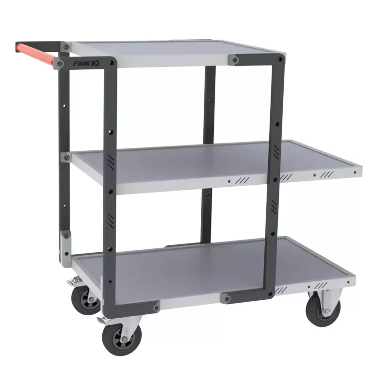 Servantes Flatpack 3 plateaux tôle galva double poignées 400 kg