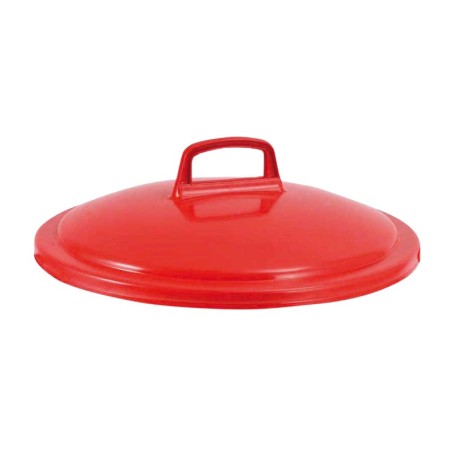 Couvercle avec poignée pour poubelle ronde tri sélectif 75 L rouge