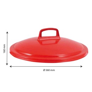 Couvercle avec poignée pour poubelle ronde tri sélectif 75 L rouge