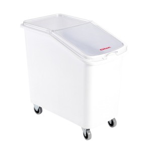 Bac à ingrédients 100 L + couvercle + 4 roues - chape acier - Gilac