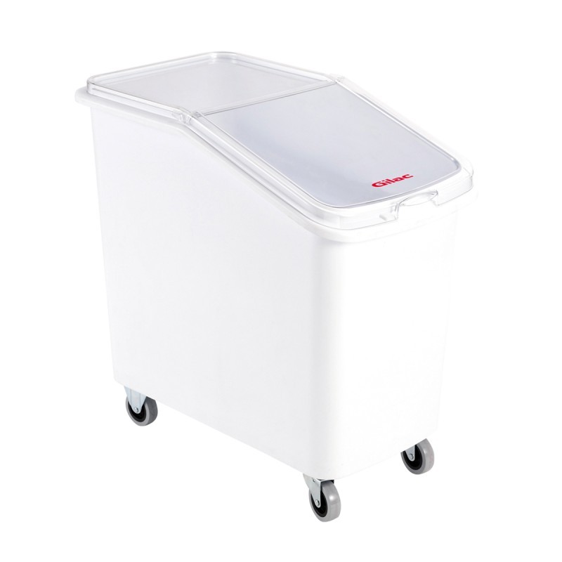Bac à ingrédients 100 L + couvercle + 4 roues - chape acier - Gilac