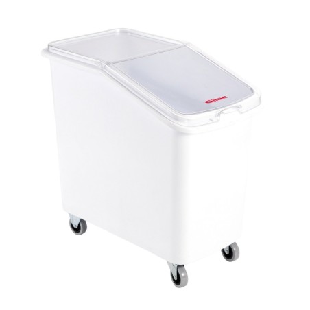 Bac à ingrédients 100 L + couvercle + 4 roues - chape acier - Gilac