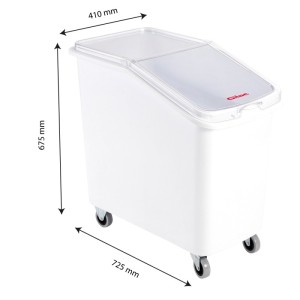 Bac à ingrédients 100 L + couvercle + 4 roues - chape acier - Gilac