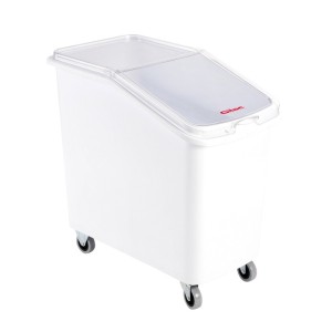 Bac à ingrédients 100 L + couvercle + 4 roues - chape inox - Gilac