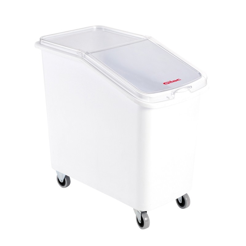 Bac à ingrédients 100 L + couvercle + 4 roues - chape inox - Gilac