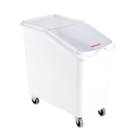 Bac à ingrédients 100 L + couvercle + 4 roues - chape inox - Gilac