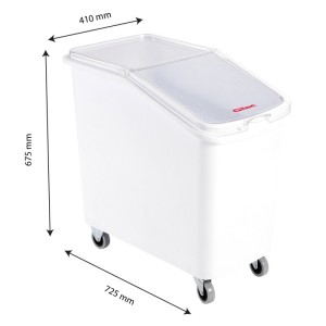 Bac à ingrédients 100 L + couvercle + 4 roues - chape inox - Gilac