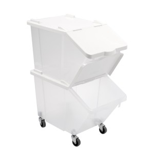 Lot de 2 Bacs à ingrédients 30 L avec couvercles et 4 roues - Gilac