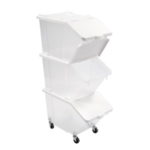 Lot de 3 Bacs à ingrédients 30 L avec couvercles et 4 roues - Gilac