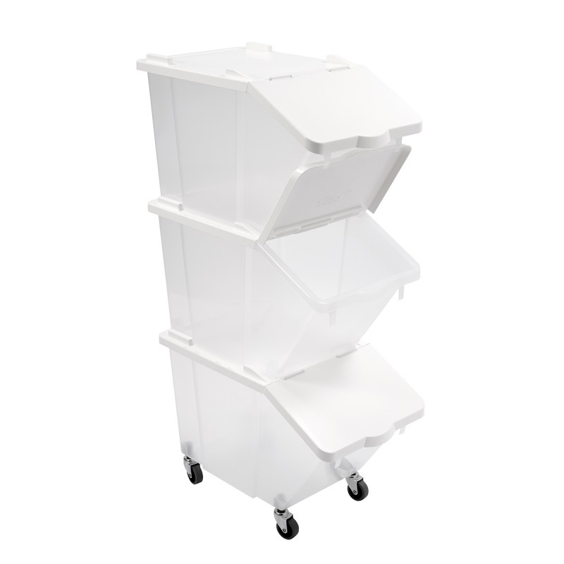 Lot de 3 Bacs à ingrédients 30 L avec couvercles et 4 roues - Gilac