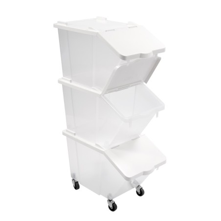 Lot de 3 Bacs à ingrédients 30 L avec couvercles et 4 roues - Gilac
