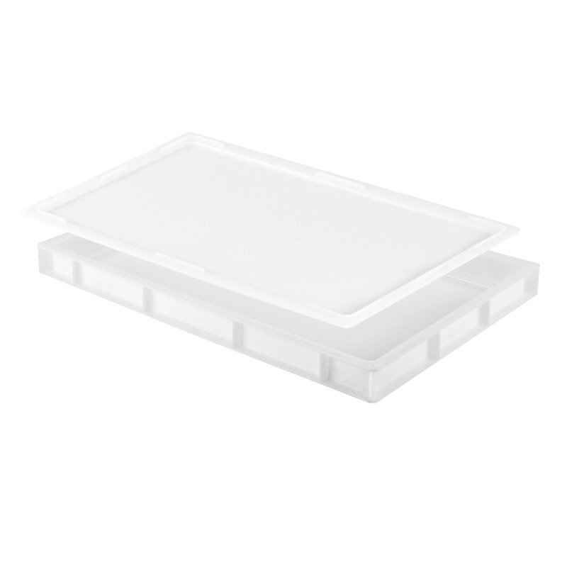 Lot bac à pâtons 600 x 400 x 55 mm 9L + couvercle - blanc - Gilac