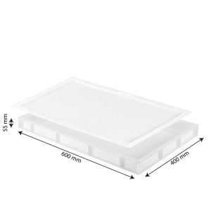 Lot bac à pâtons 600 x 400 x 55 mm 9L + couvercle - blanc - Gilac