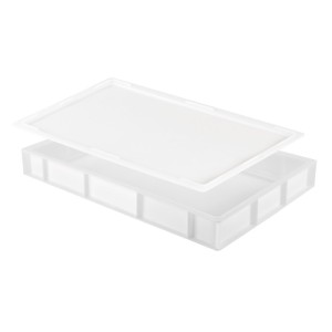 Lot bac à pâtons 600 x 400 x 80 mm 14L + couvercle - blanc - Gilac
