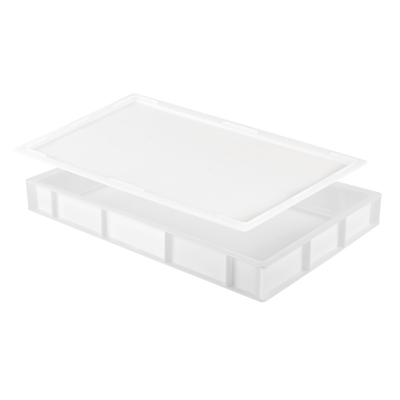 Lot bac à pâtons 600 x 400 x 80 mm 14L + couvercle - blanc - Gilac
