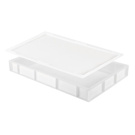 Lot bac à pâtons 600 x 400 x 80 mm 14L + couvercle - blanc - Gilac