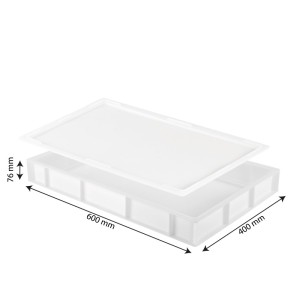 Lot bac à pâtons 600 x 400 x 80 mm 14L + couvercle - blanc - Gilac