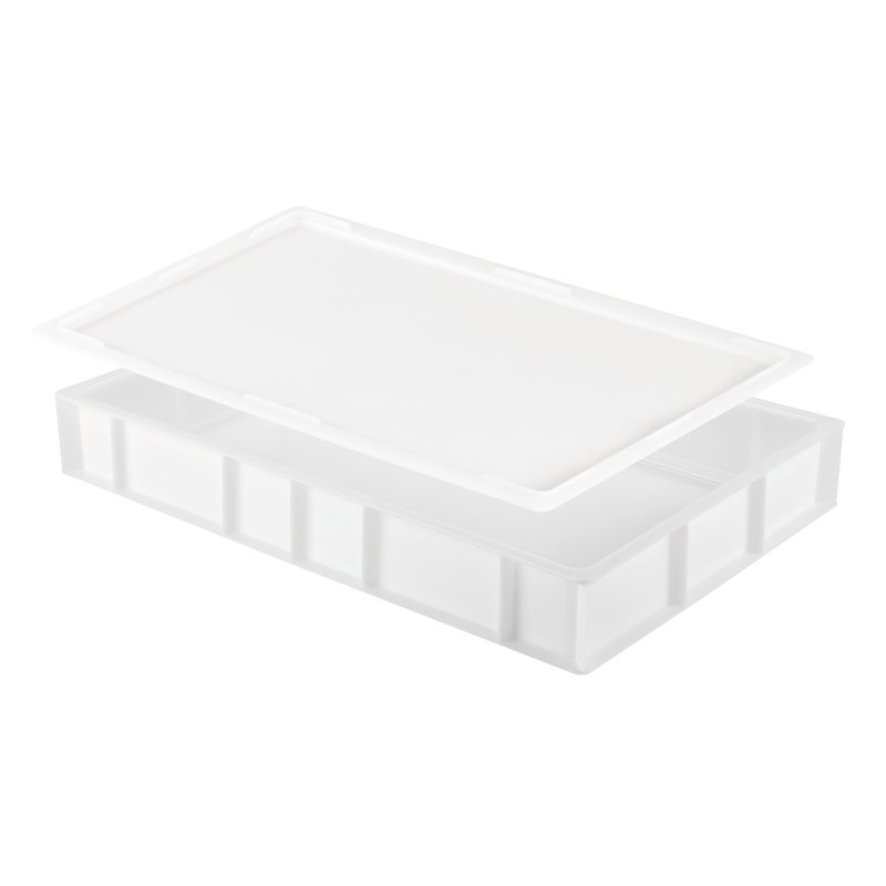 Lot bac à pâtons 600 x 400 x 90 mm 15L + couvercle - blanc - Gilac