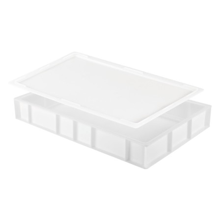 Lot bac à pâtons 600 x 400 x 90 mm 15L + couvercle - blanc - Gilac